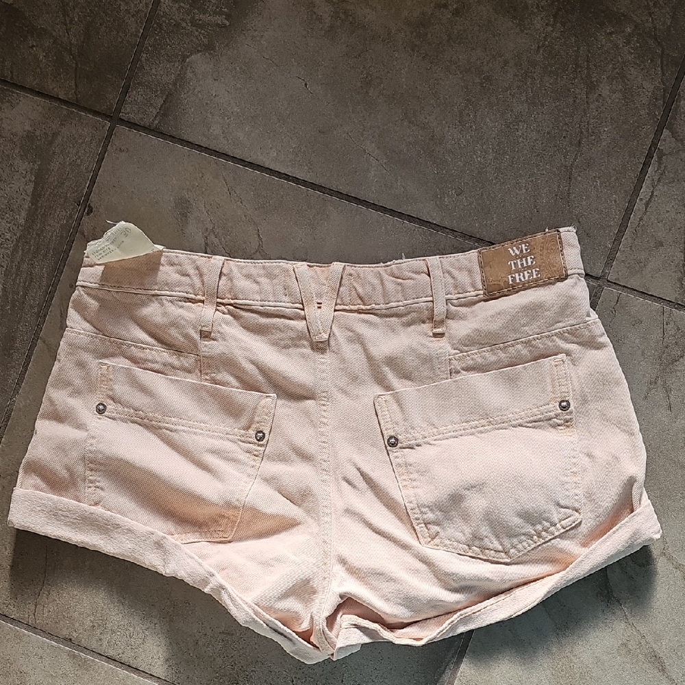 We The Free Light Pink Jean Shorts, FREE people, Light Orangish